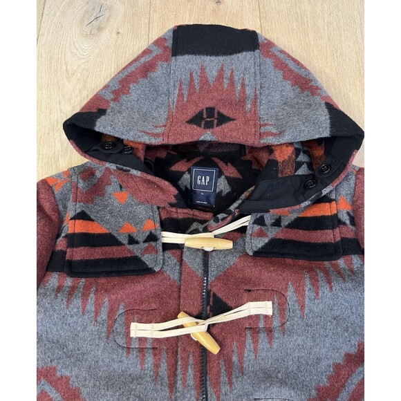 Vintage Gap Aztec Wool Women’s Duffle Hoodie Size XL Aztec Western - Picture 5 of 9